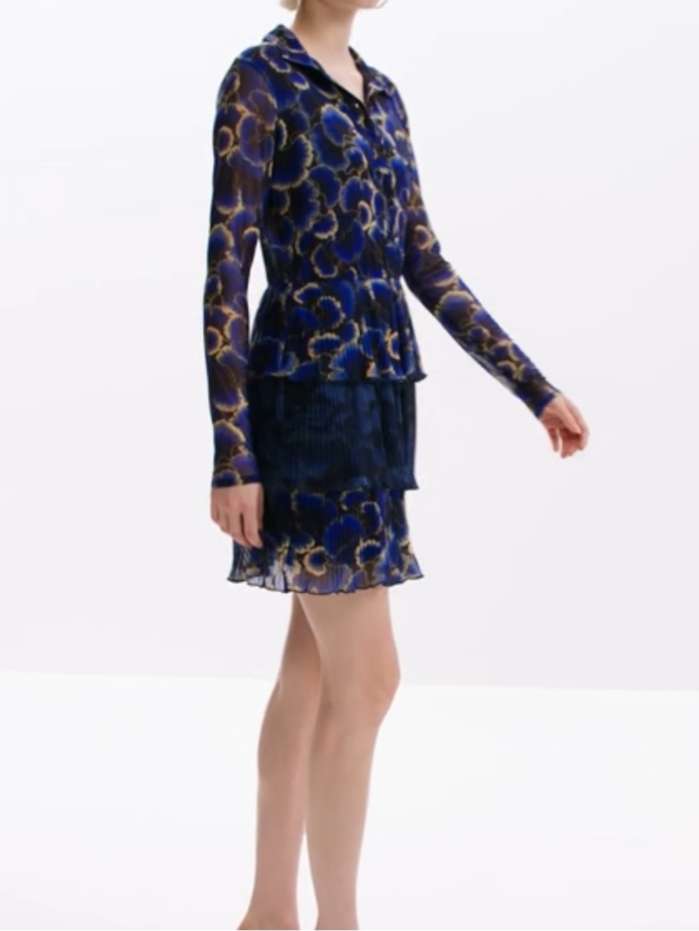 Desigual Blue Floral Tiered Mini Dress - Picture 9 of 11